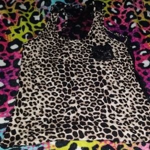 Leopard cheetah print lace racer back XL